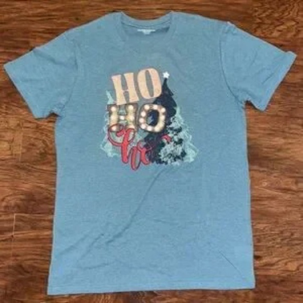 Blue Graphic T-Shirt with Festive Design